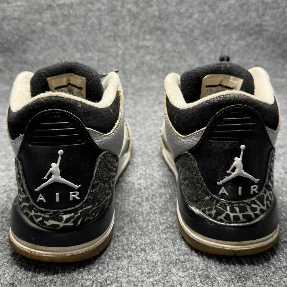 Jordan 3 Retro Wolf Grey‎ Youth Size 5.5Y Grey Black Elephant Print 398614-004